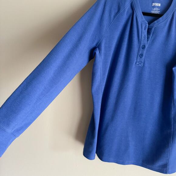 Duluth Trading Co Blue Longtail T Winter Waffle Henley Top Large Gorp Norm Core - Picture 2 of 6